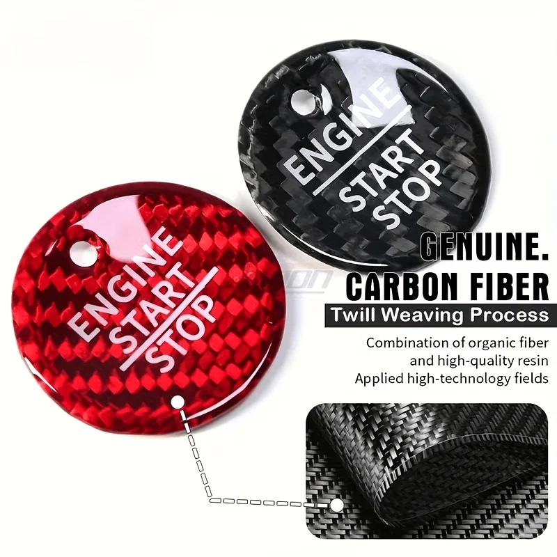 Suitable for Various Models of Ford F150, Explorer, Mondeo, Focus, Edge, and Everest, the Engine Start/Stop Button True Carbon Fiber Decorative Strip One-Touch Start Decoration Sticker