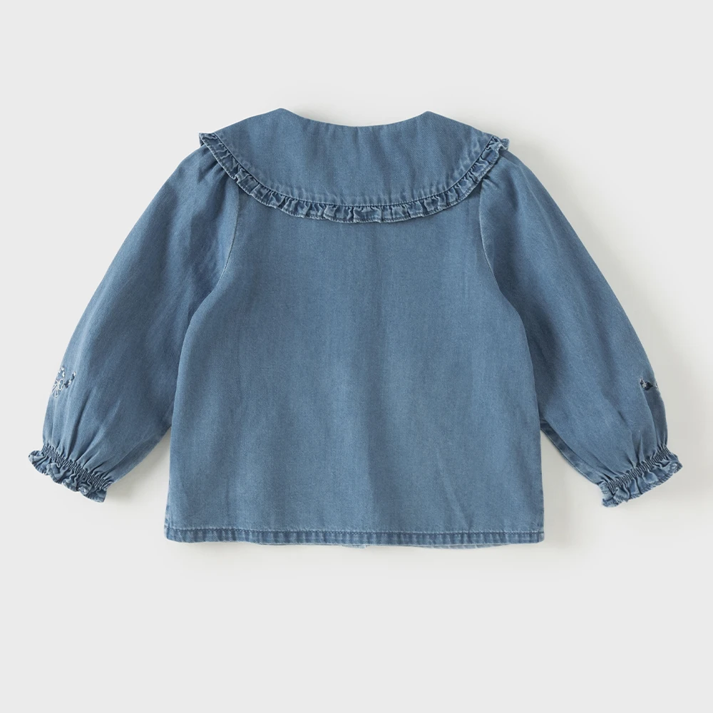 Dave Bella Denim Shirt For Kids Autumn Girls' Blouses 4 to 12 Years Old Spring Children's Clothes Fashion Cotton Party DB3263449