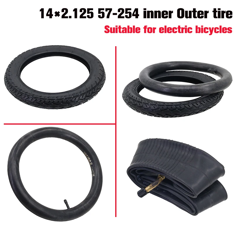 AliExpress NONE 14X2.125(57-254) inner outer Tyre 14Inch Tire Electric Bicycle Replacement Vehicle Electric Bicycle tube Tyre