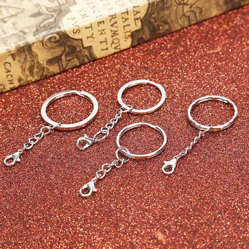 

Hot Sale 10Pcs/Set Polished Silver Keyring Split Ring Short Keyring DIY Making Keychains