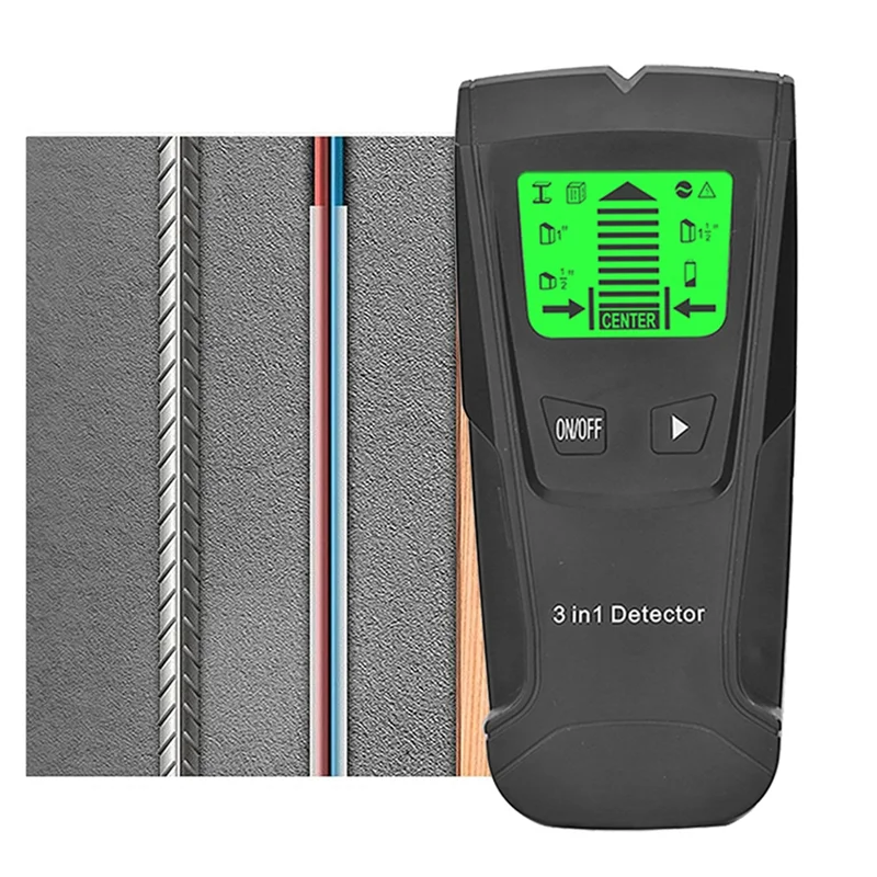 ABAC-Wall Metal Detector Electronic Wood Studs Finder Wire Scanner LCD Display TH210 Black Easy To Use