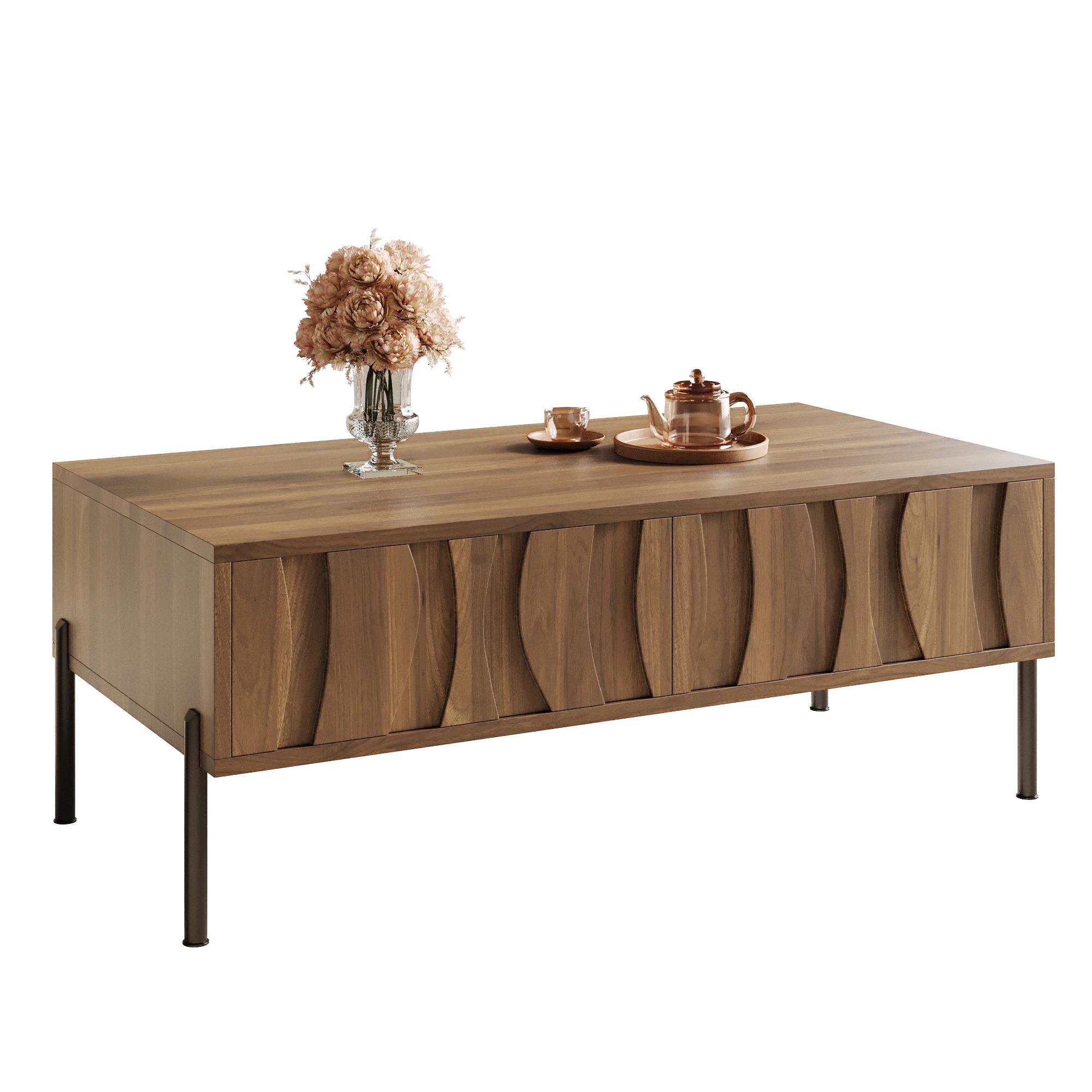 Imagen 3: Mesa de centro moderna de estilo retro, mueble para sala de estar. Dimensiones: 105 cm (longitud) x 55 cm (ancho) x 41 cm (altura)