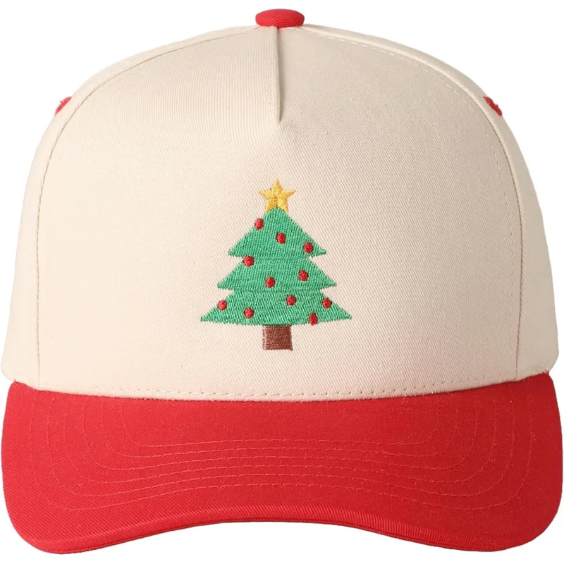 Christmas Men's and Women's Two tone Retro Canvas Adjustable Size Red Baseball Hat