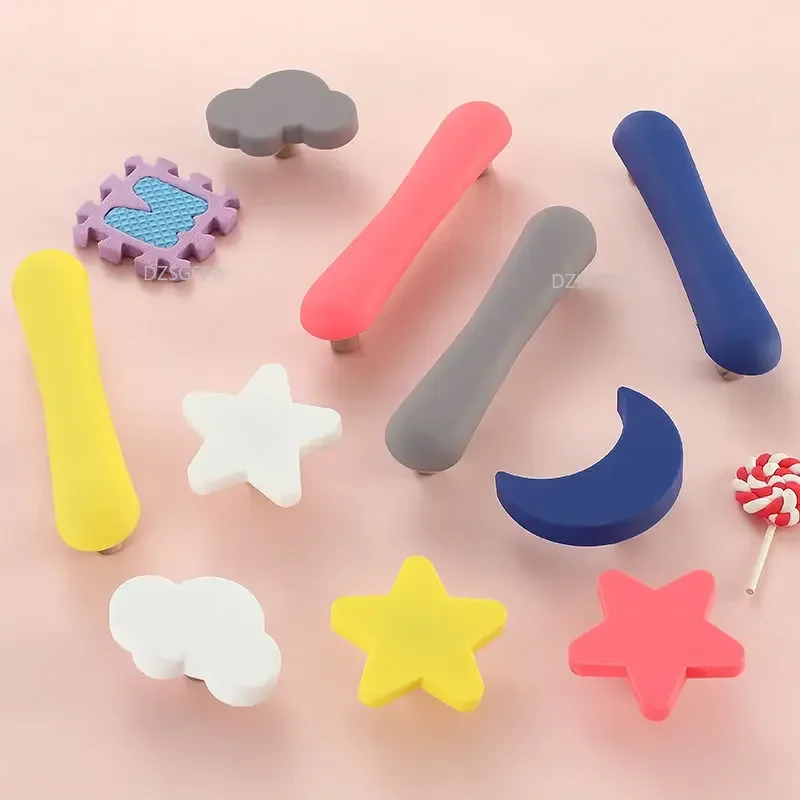 Children Room Moon Star Color Cartoon Furniture Handles Cloud Door Knob Kids Drawer Cabinet Pulls Hardware