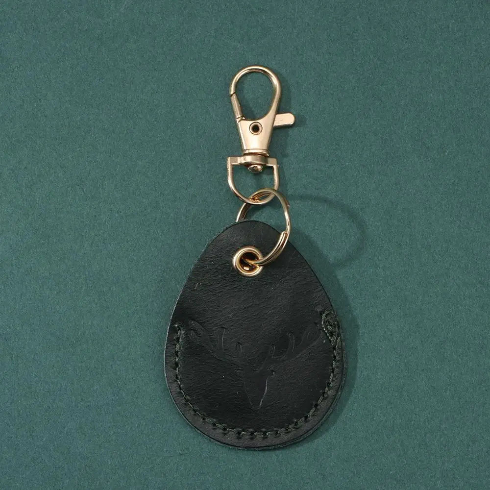 Leather Access Card Case Anti-lost Fingerprint-proof Card Holder Keychain Accessories Anti-fall Access Card Bag Universal image 4