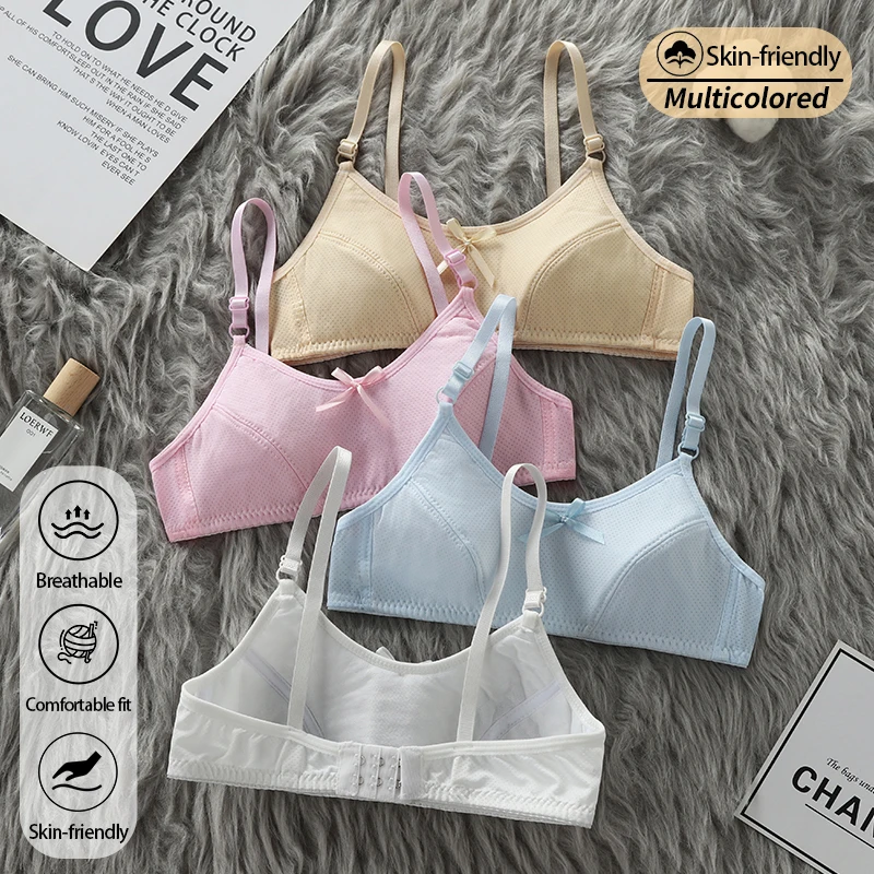 Girlfriend Girls' Underwear Breathable Large Chest Show Small Thin Style Developing Period Pure Cotton Student Underwear Summer