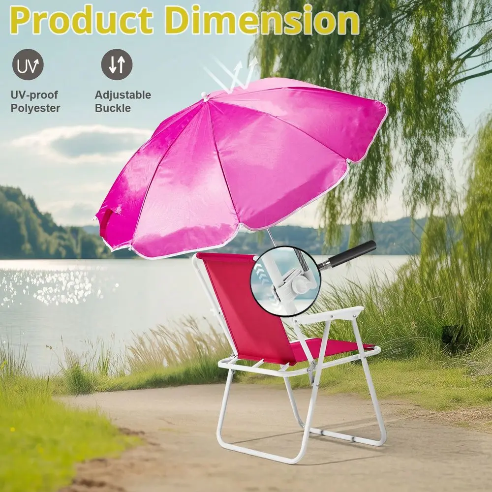 Beach Chair With Adults, Lightweight Porable Camping Chair With 265lbs Capacity Travel Picnic Concert Outdoor Activities, Pink