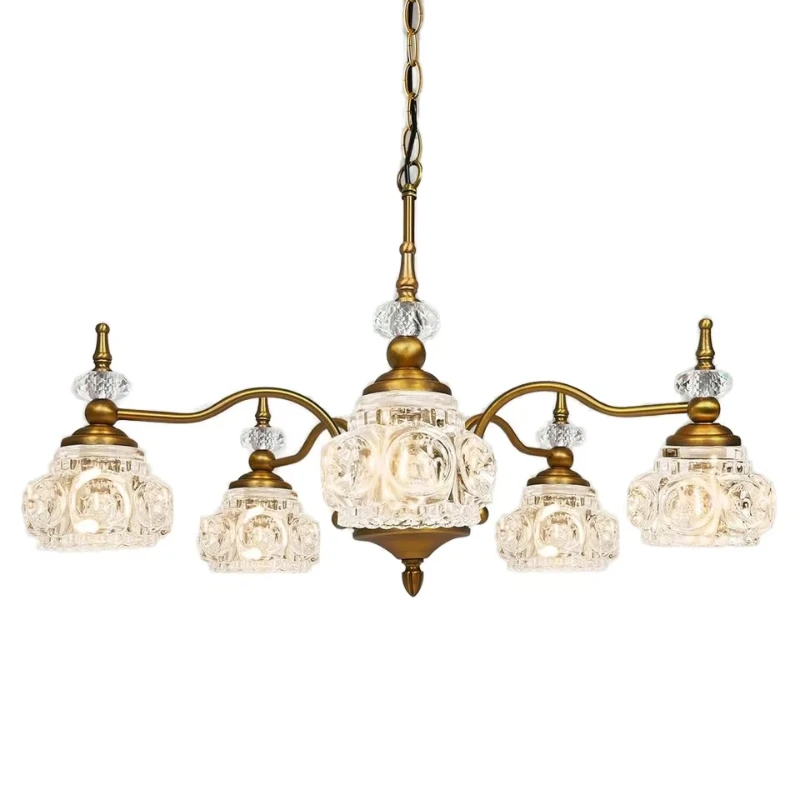 

Vintage Brass Chandelier Gold Old World Charm Crystal Bubble Luxury Chandelier