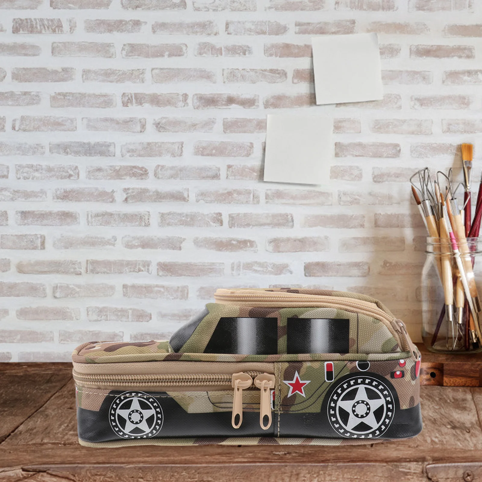 Pencil Case Nylon Off-Road Vehicle Pattern Yellow Password Lock Large Capacity Storage Bag Stationery Organizer for Kids