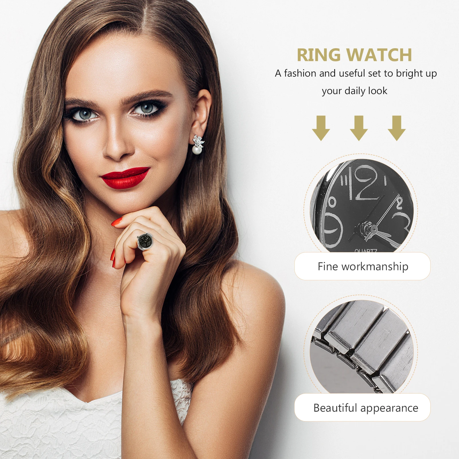 

2 Pcs Couple Ring Watch Men Watches for Women Intelligent Mini Finger Lovers Girls