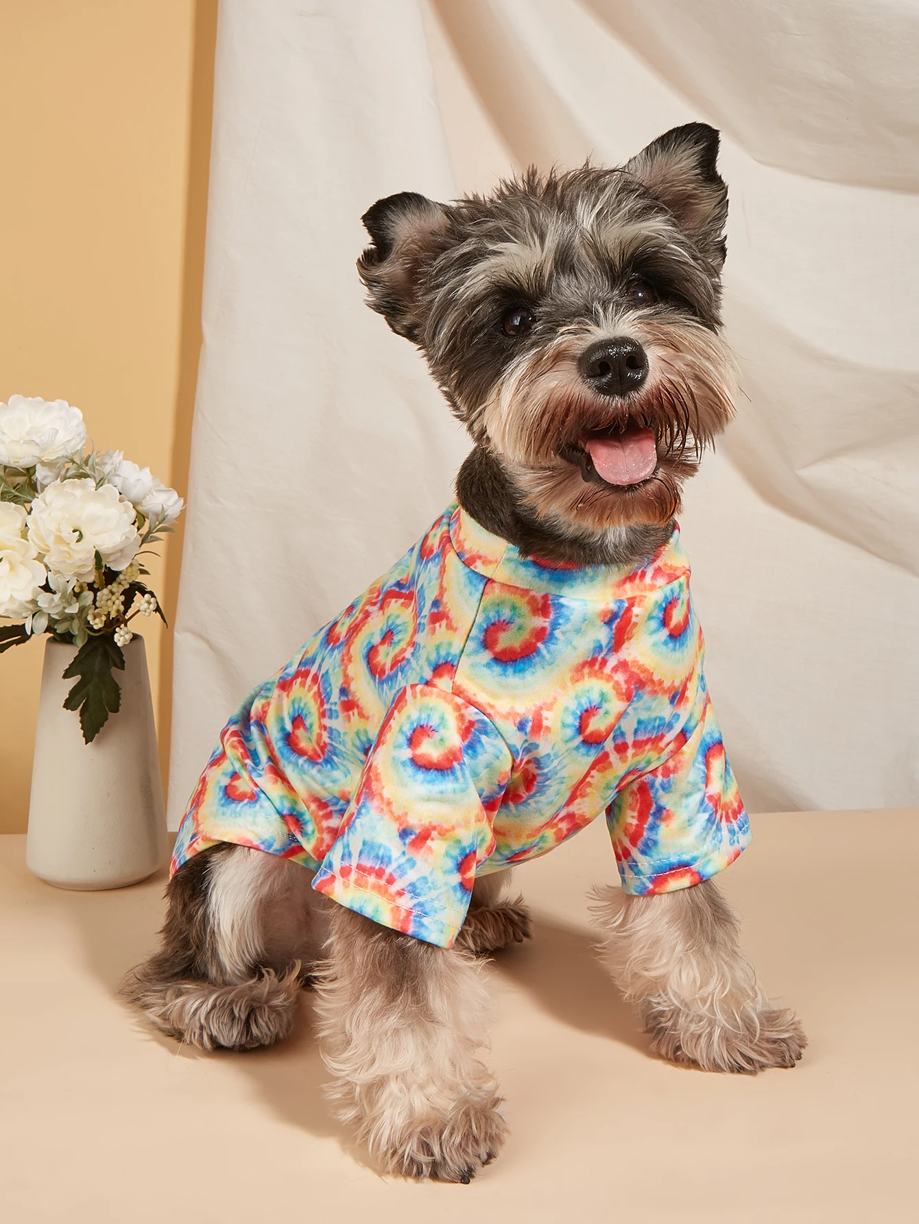 Haustier-Stoff-Hunde-T-Shirt mit bunt bedruckter Kleidung für Welpen, Hunde, Katzen, cooles Bekleidungskostüm, Yorkie Chihuahua