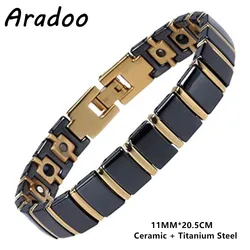 ARADOO Magnetic Bracelet Ceramic Stainless Steel Magnets Germanium Bracelets