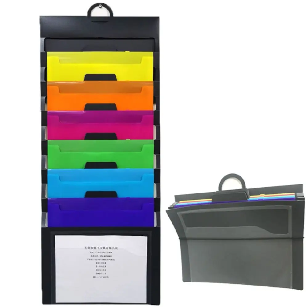 For Home Office Wall Mounted Rainbow File Organizer Expandable Accordian Pockets Hanging File Folders Filing Cabinet Pockets