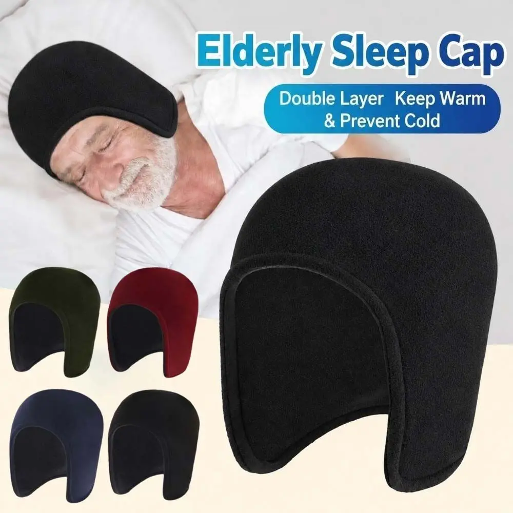 Double Layered Winter Elderly Fleece Beanie Ear Warmer Windproof Soft Warm Earmuffs Hat Thick Polyester Motorcycle Riding Cap