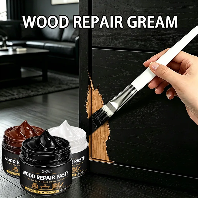 3-Color Wood Repair Paste (Black/White/Brown), Fix Scratches Cracks Fade for Doors Cabinets Floors Office Furniture