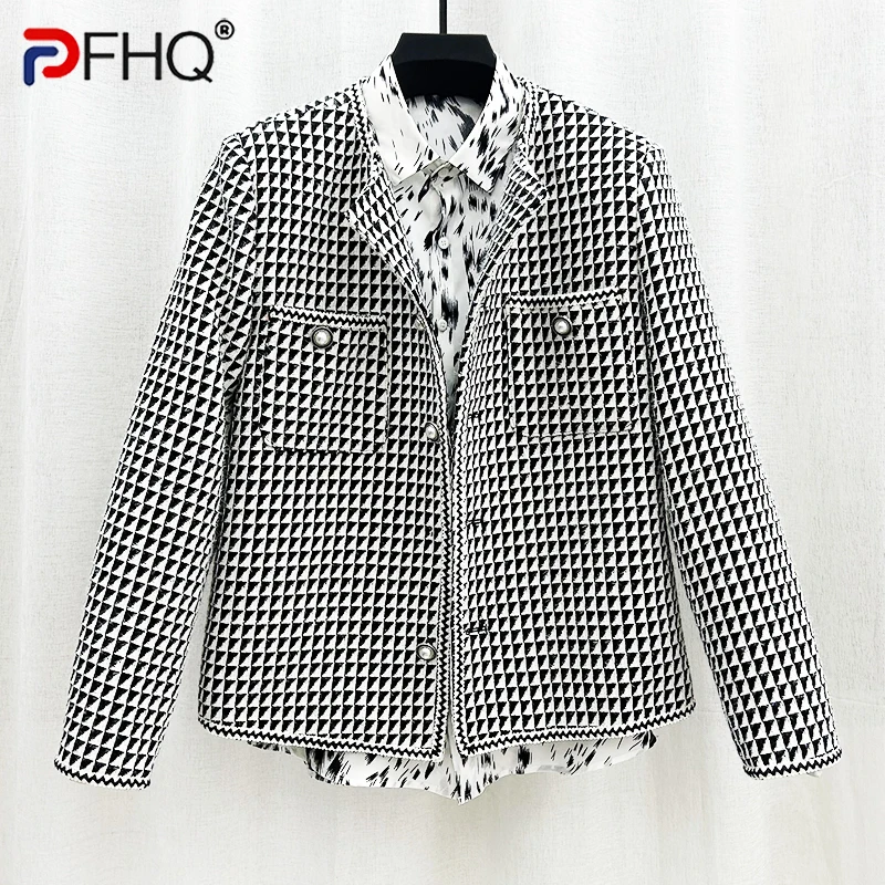 

PFHQ Men's Korean Haute Quality Jackets Fashion Thousand Bird Checker Small Fragrant Coat Trendy Contrast Color Spring 21Z4046