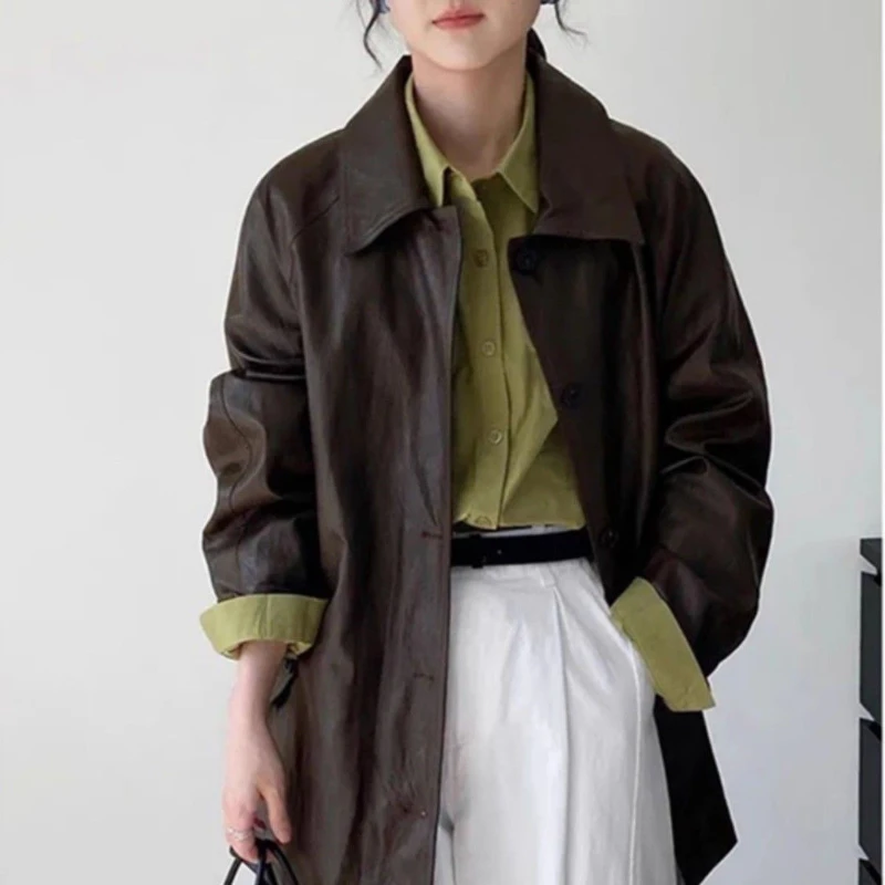 Retro American Coat 2025 Spring and Autumn Button Lapel Women's Casual Jacket