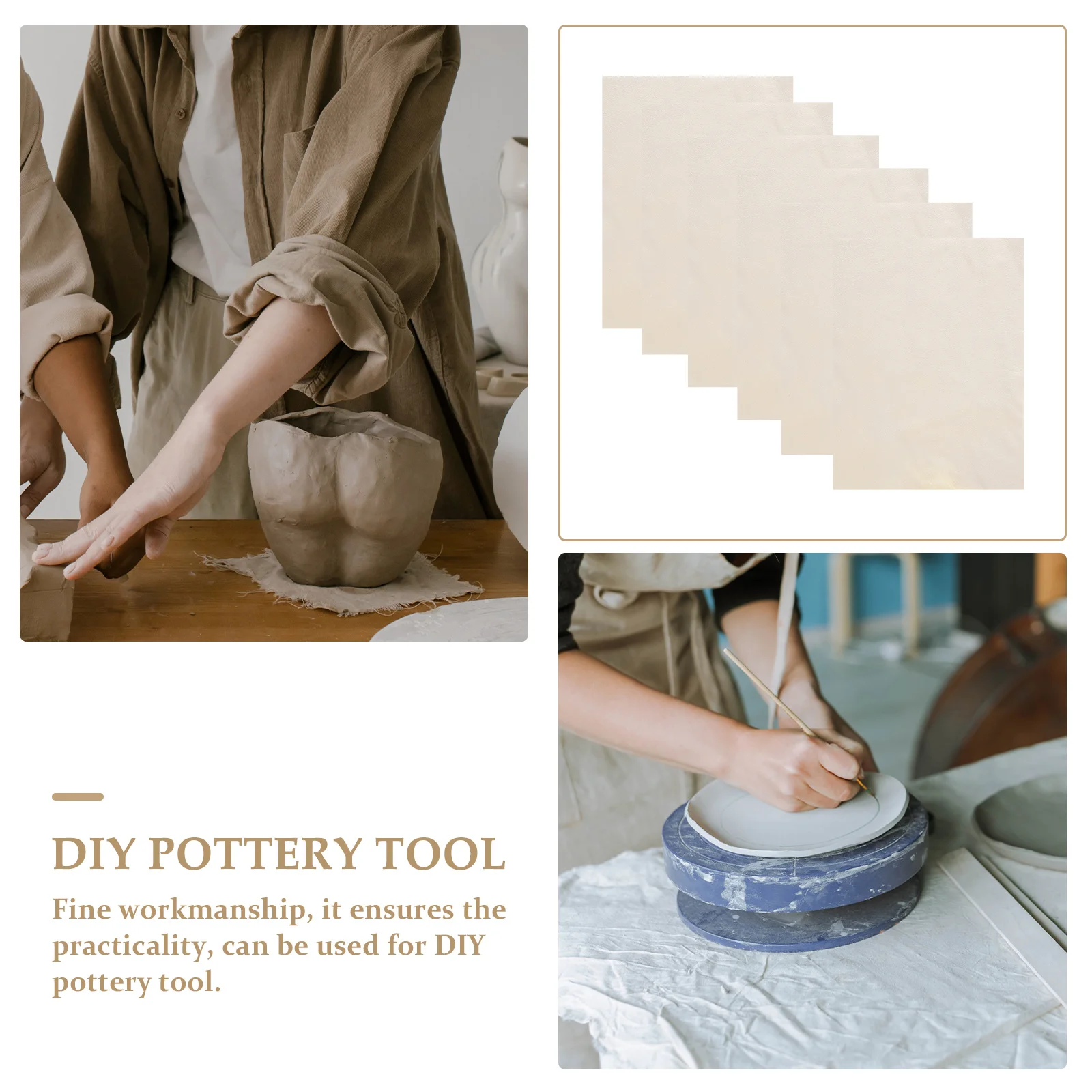 

6pcs Pottery Smoothing Cloth Clay Pottery Tools Chamois Reusable Trimming Chamois Cloth For Ceramic Craft \N（123）