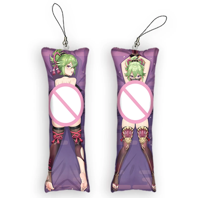 

Genshin Impact Mini Pendant Kuki Shinobu Dakimakura Keychain Double Sided Anime Body Mini Pillow Key Chains Cute Gift