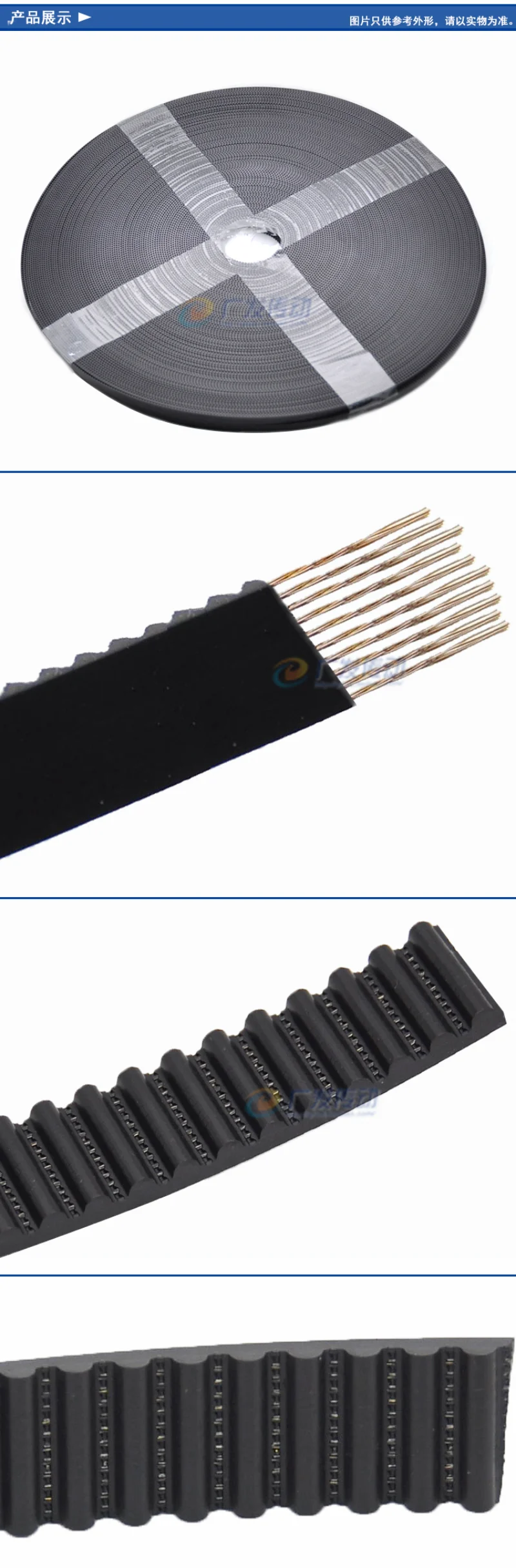 3M/S3M Zwart Polyurethaan Tpu Riem Staaldraad Opening Synchrone Riem