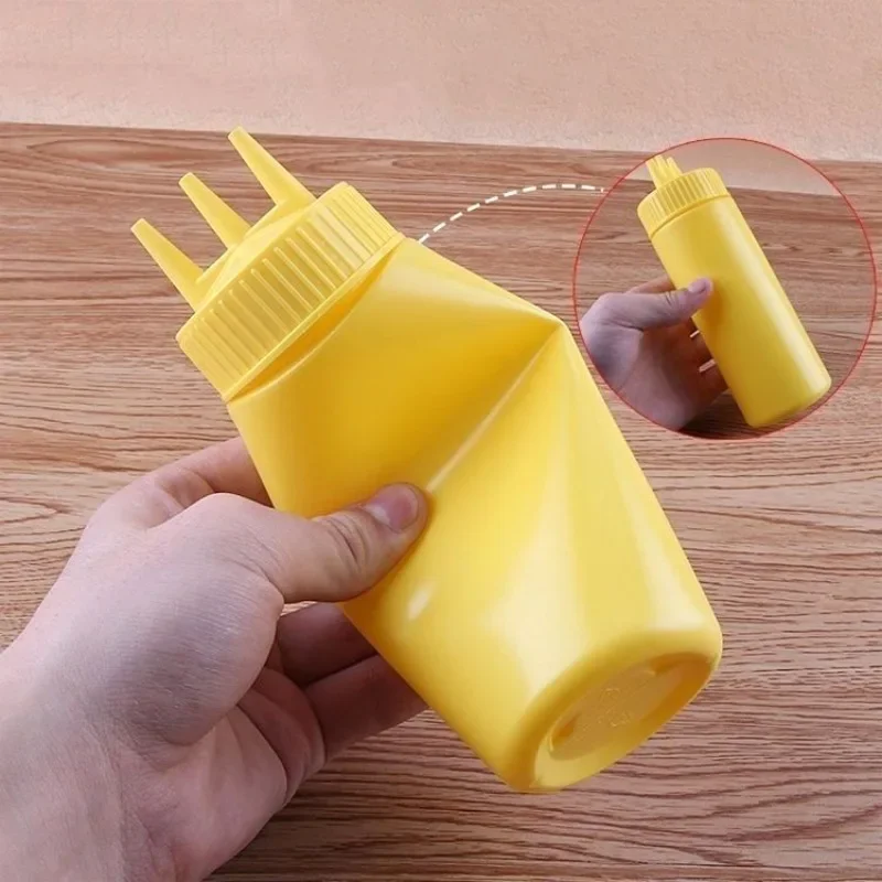 1/3x Squeeze Bottles 3 Hole Sauce Condiment Jar Salad BBQ Baking Tools Christmas Party Home Kitchen Supplies with Triple Nozzle