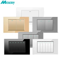 Melery 4x2 Light Switch US Mexico Italy Chile Wall Pressure Tempere Glass Plastic Rectangle Home Office Whtie Black Gold Gray