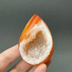 Natural Gemstone Carnelian Geode Egg Shape Quartz Reiki Healing Energy Spiritual Meditation Home Decor Gift