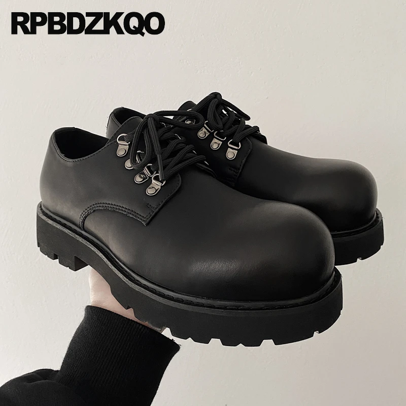 

Waterproof Custom Shoes Thick Sole Oxfords Retro British Men Japanese Dress Lace Up Platform Derby Wide Toe Designer Creepers