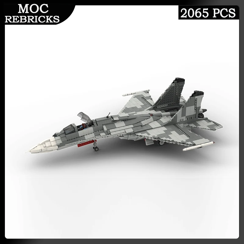 

Military Technical Ideas Series Assembly Building Blocks MOC Sukhoi SU-35 Flanker Fighter-Bomber Model Bricks Toys Boys Gifts