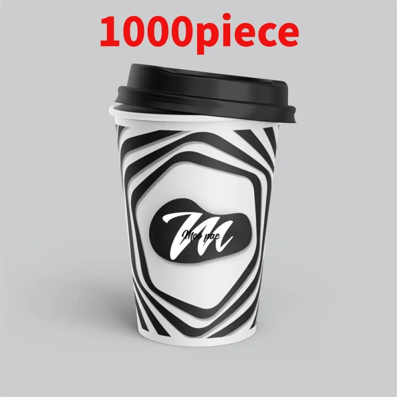 

10 00piece.Custom.Custom Printed Recyclable Disposable Paper Cup With Lids Take Away Beverage Packaging Cup