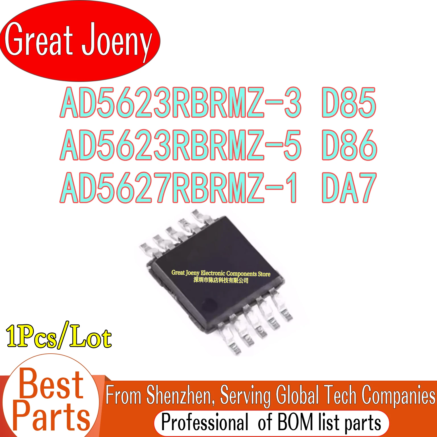 

100% New Original AD5623RBRMZ-3 D85 AD5623RBRMZ-5 D86 AD5627RBRMZ-1 DA7 IC Chipset MSOP-10