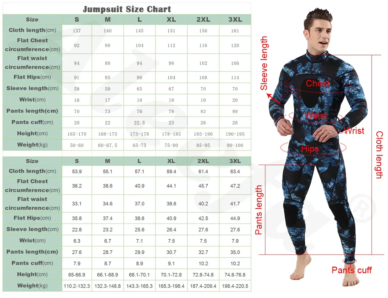 Mens Spearfishing Wetsuit 3mm Camouflage Neoprene One-piece Diving Suit for Scuba FreeDiving Jumpsuit Cold Water Swimsuit