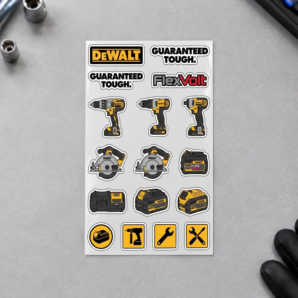 D-DEWALT Motorcycle Decal Sticker Kit Reflective Graphics For Helmet Tank Fairing Body Custom Bike