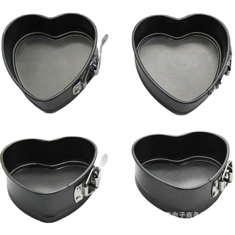 1PC 4 Inch Cake Pans Baking Carbon Steeel Non-stick Baking Tray Round Heart Cheesecake Pans with Bottom Cheesecakes Pizza