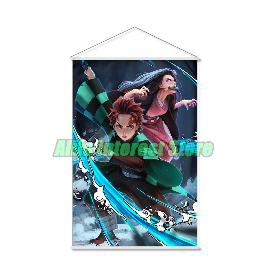 

Красивый Камадо Танджиро аниме настенный прокрутка висит плакат домашний декор живопись