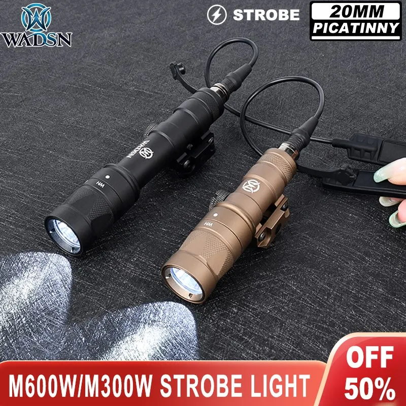 WADSN Tactical Metal M300 M300W Strobe Flashlight M600 M600W Scout Light Airsoft Hunting Weapon Light Fit 20mm Picatinny Rail