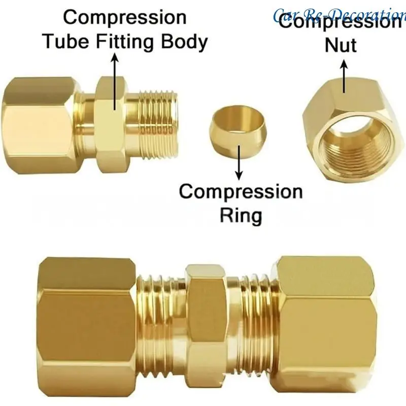 

R58D 10Pcs Brake Line Connectors Compression Tube Fitting 4.75mm 3/16Inch Brake Line Adapter Connector Fittings Assortment