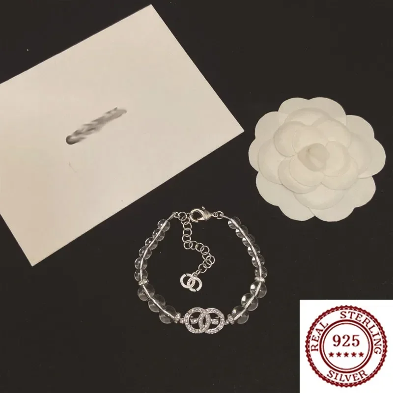 

2025 New Trendy DIY Pure Silver Transparent Crystal Women's Minimalist Luxury Style Light Luxury Bracelet Bracelet Versatile