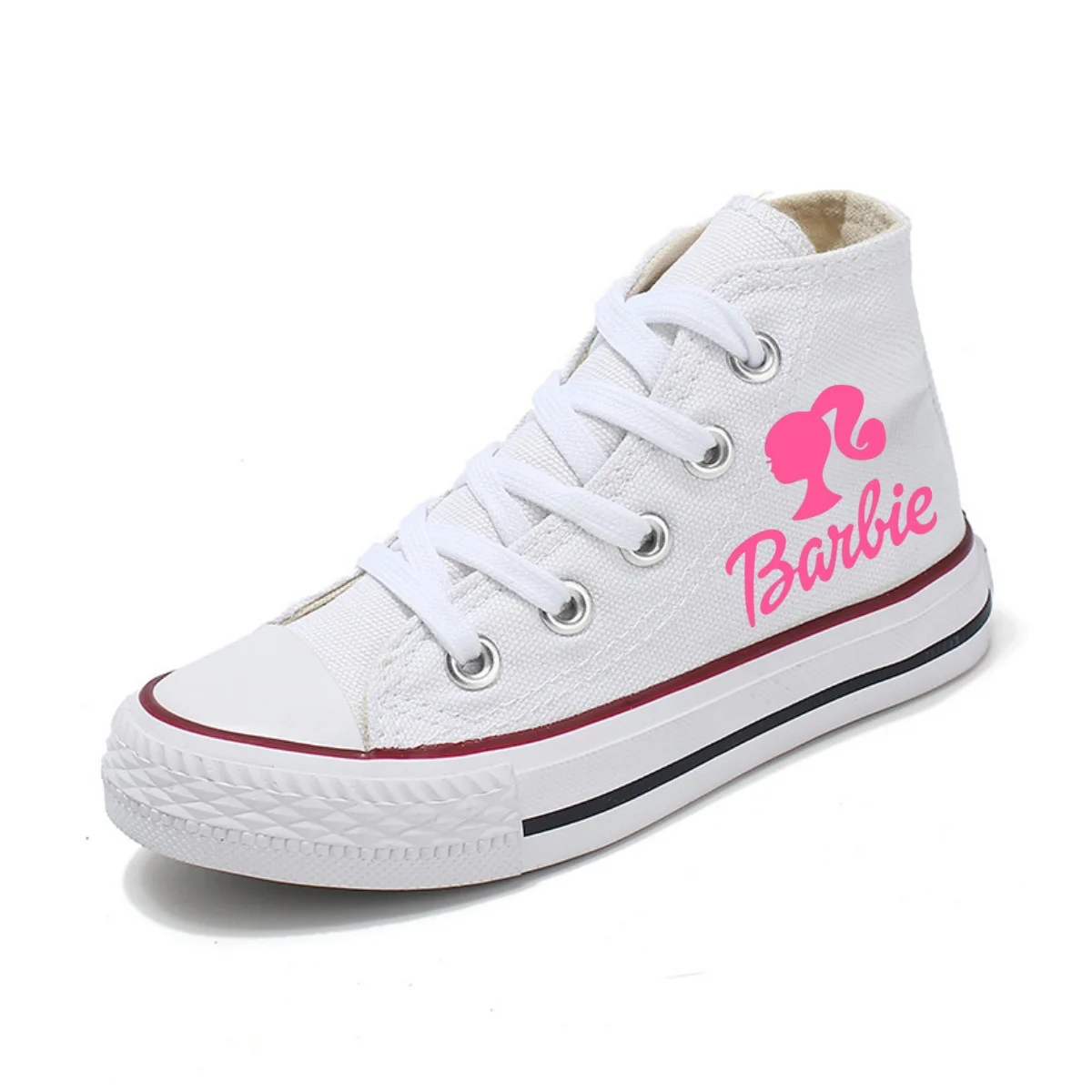 Girls Barbie Shoes Kids Canvas Shoes Anime Barbie Tennis Shoes Girls White Shoes New Children Casual Sneakers Size 21-32