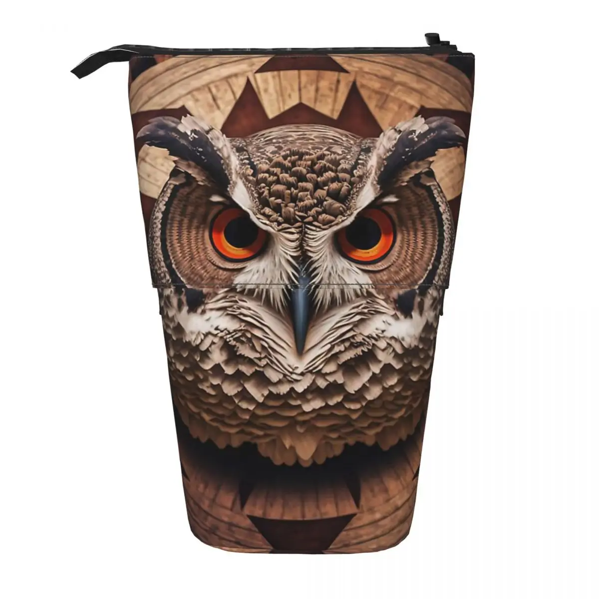 Owl Keeper Of Wisdom Pen Box Student School Zipper Pen Bag Pencase Vertical Retractable Pencil Case