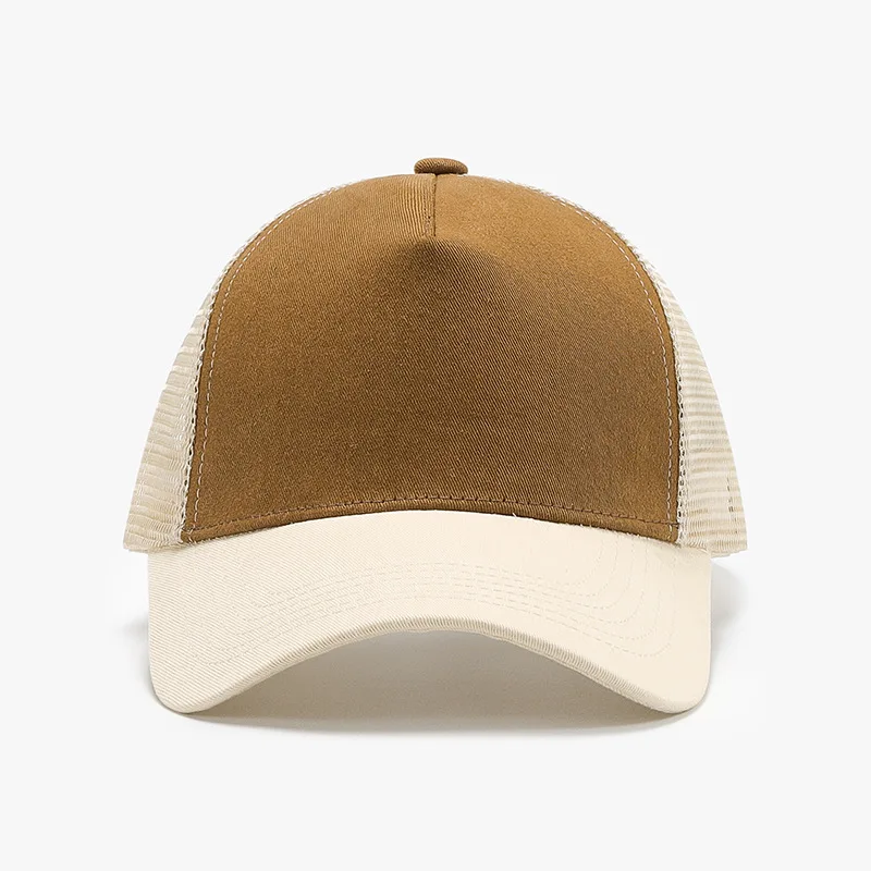 Wholesale Blank 5 Panels Two Tone Mesh Trucker Hat Custom Print Embroidery Logo Summer Outdoor Travel Sun Protection Advertising
