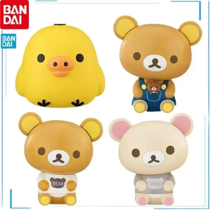 

BANDAI Rilakkuma Collimatic Kiiroitori Ma Big Head Doll Without Shell Suspenders Bear Model Action Figure Kids Toy Gifts