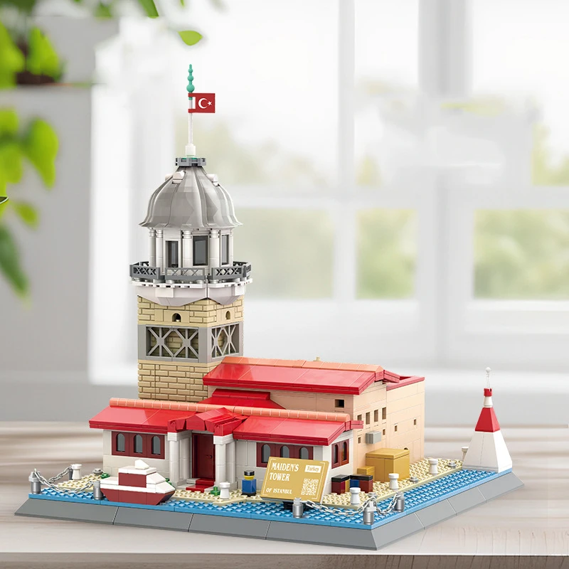 クリエイティブトルコ有名な建築ビルディングブロックブルーメイデンタワーイスタンブールモスクモデルセットレンガのおもちゃコレクションギフト用