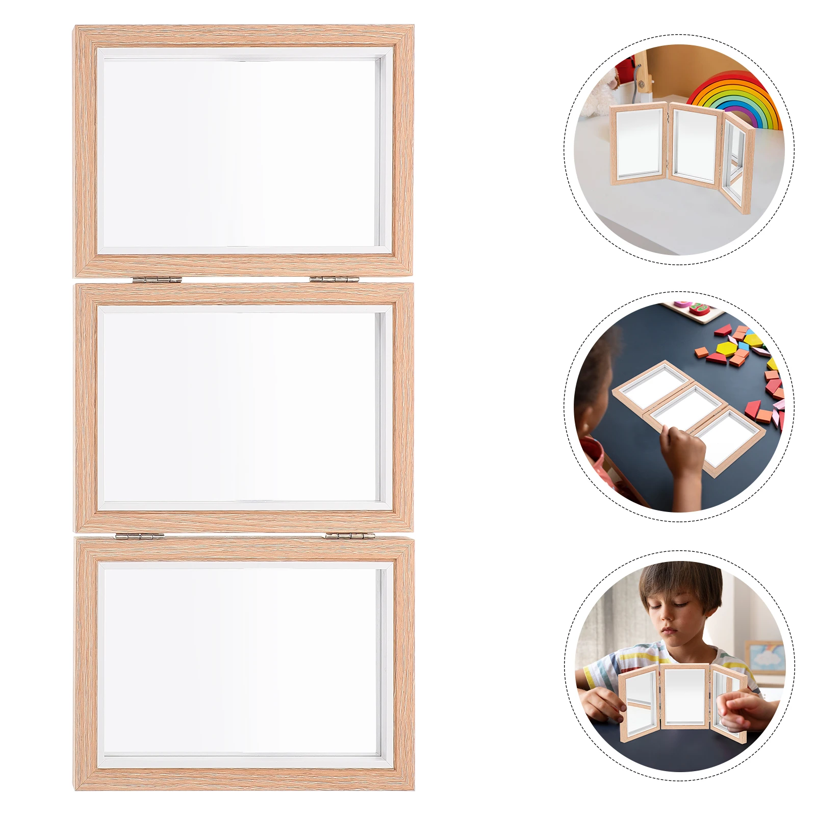 

Hand-eye Coordination Kids Toy Foldable Design Non Breakable Montessori Baby Floor Mirror Toddler Wall Mirror Small Desk Frames