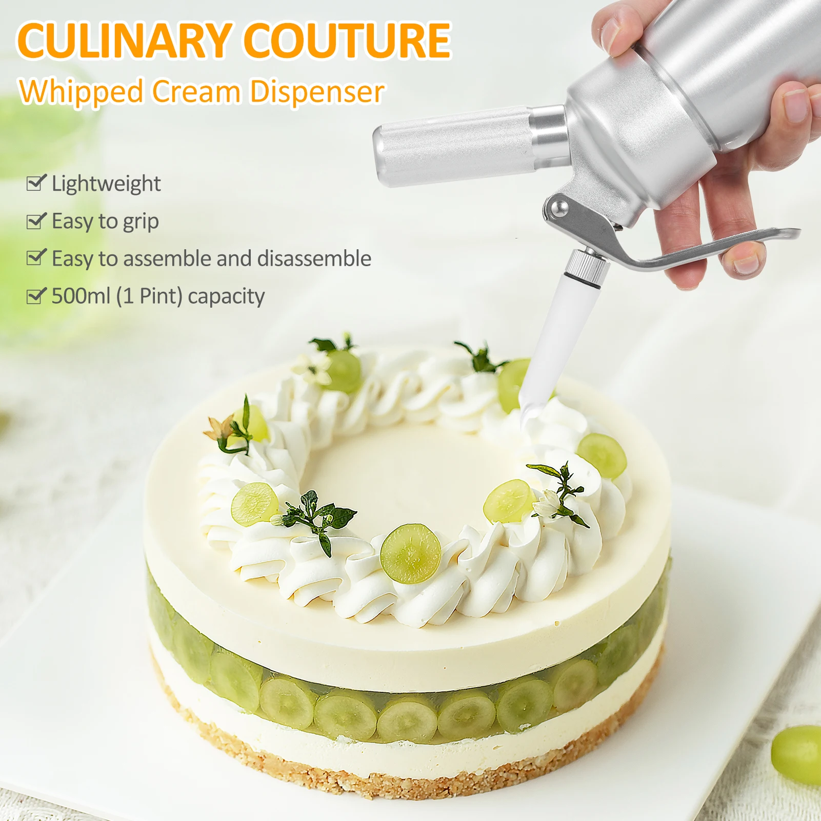 500 مل كريم السواط، موزع كريمي مخفوق احترافي مع 3 أطراف تزيين مختلفة، فرشاة تنظيف