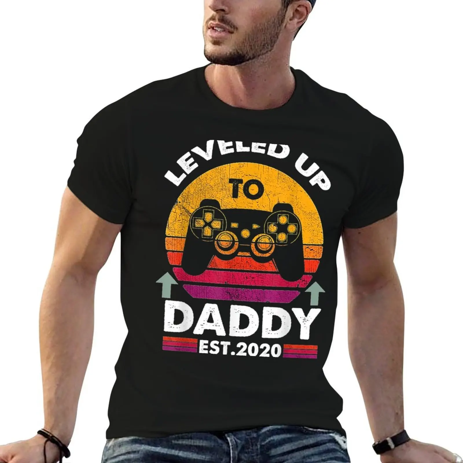 Leveled To Daddy-Vintage Promoted To Daddy 2020 T-Shirt customs design your own custom t shirt t shirts men