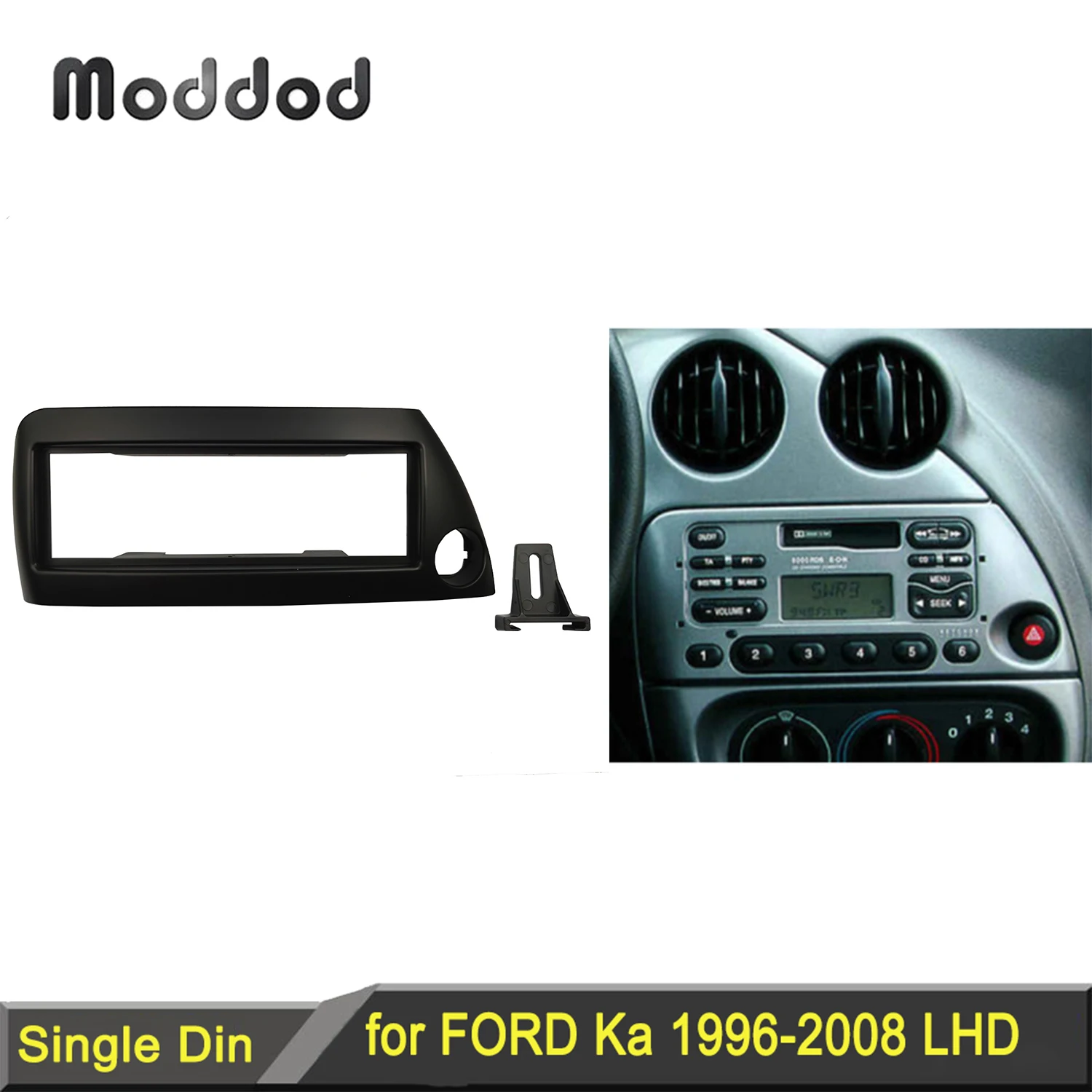 Marco de Radio de un solo Din para FORD Ka 1996-2008, Kit de embellecedor envolvente, cubierta de montaje, bisel