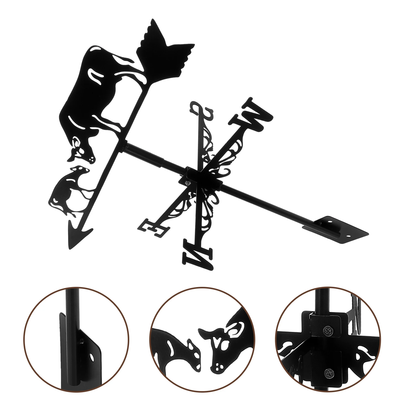 

1 Set Iron Weathervane Vintage Style Weather Vane Garden Lawn Yard Decor Metal Wind Direction Indicator Ground Insert Roof Patio