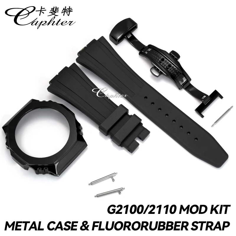 Casioak MOD Kit Metal Watch Case Strap Stainless Steel Bezel Rubber Band Watchband For Casio For G-Shock GA2100 GA-B2100 2110