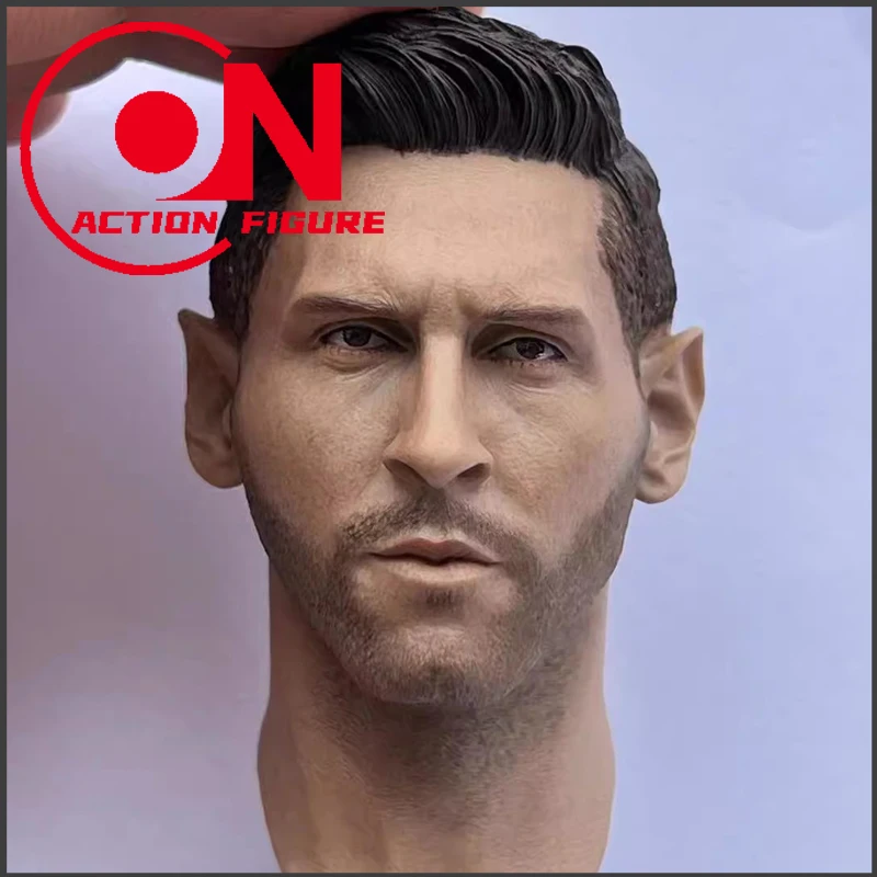 1/6 Scale Football Star Leo Messi Head Sculpture PVC Head Carving Model Fit 12'' Male Soldier Neckless Action Figure Body Dolls